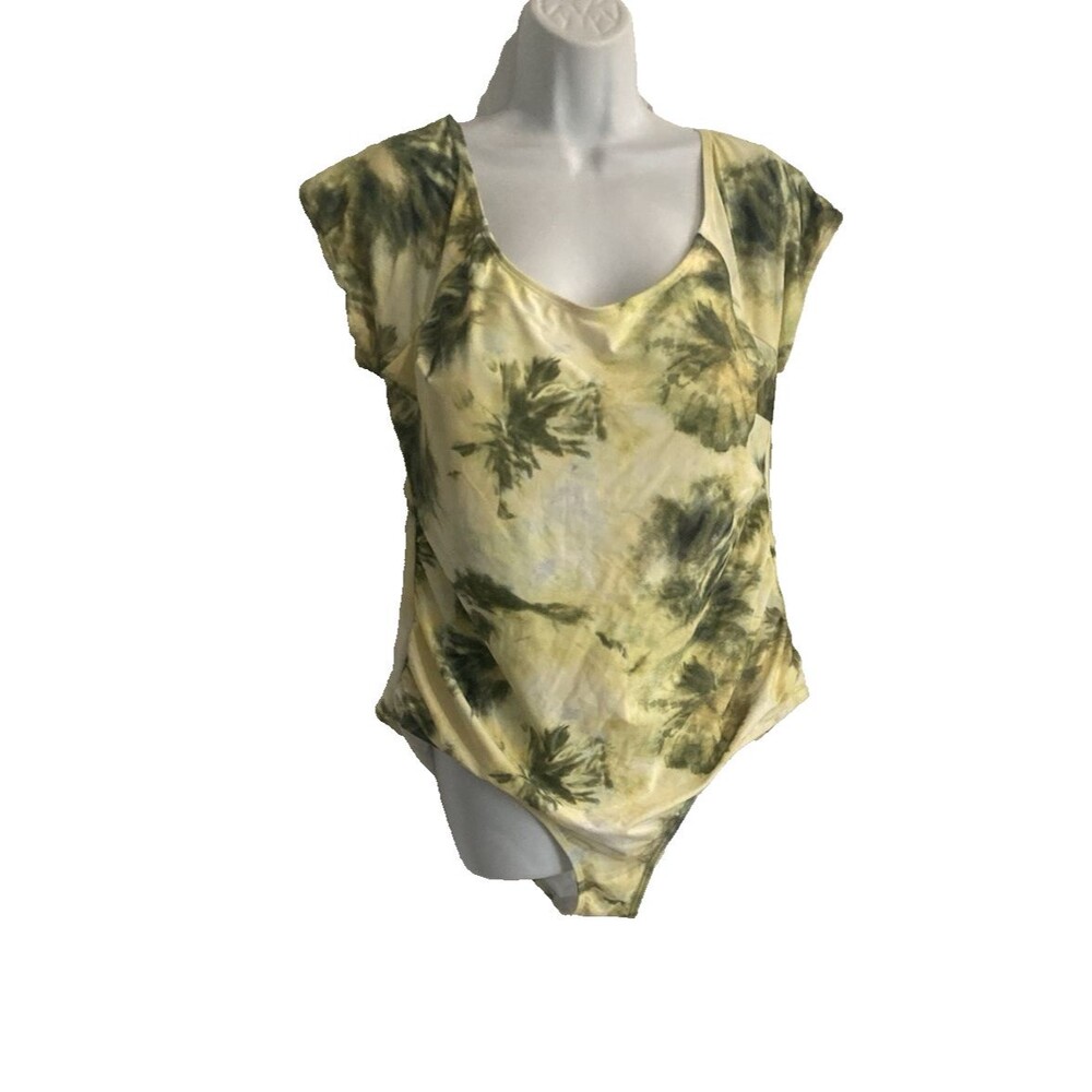 NWT Meet Curve 3X Tummy Control Floral Swimsuit One Piece Sleeves Strappy Back